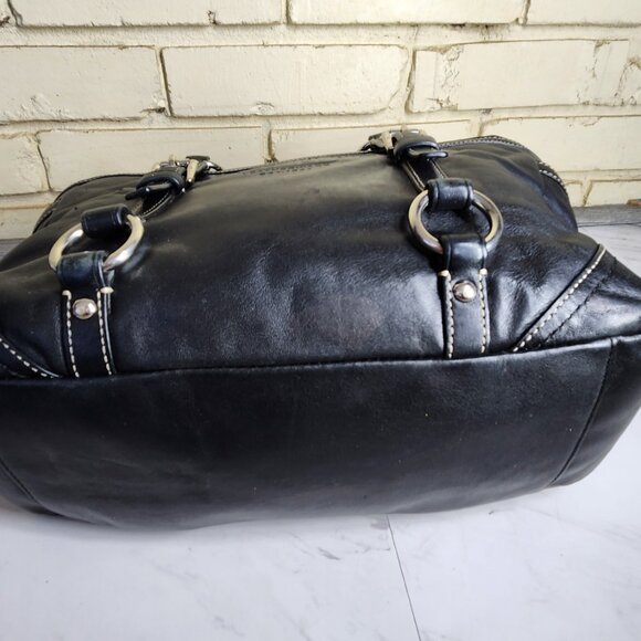 Euc Vintage Coach Gallery Y2K Black Leather Shoulder Bag Tote Purse c - Picture 9 of 11